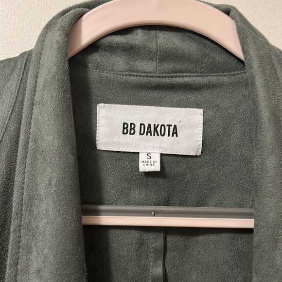 BB Dakota Wade Faux Suede Open Front Jacket Green size Small Like New - Picture 2 of 5
